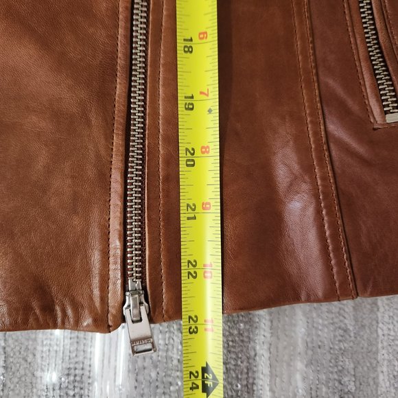 NWT LAMARQUE Harper Leather Jacket in Rust brown - size M - Picture 8 of 8